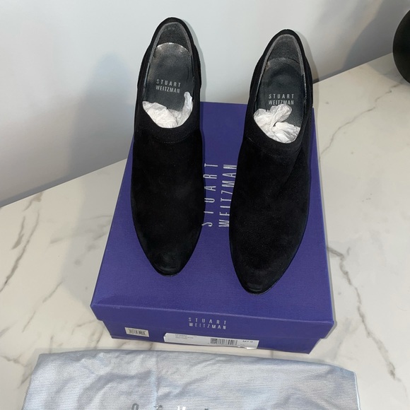 Stuart Weitzman Black Suede Upkeep Platform Ankle Boot 7 - Picture 4 of 9